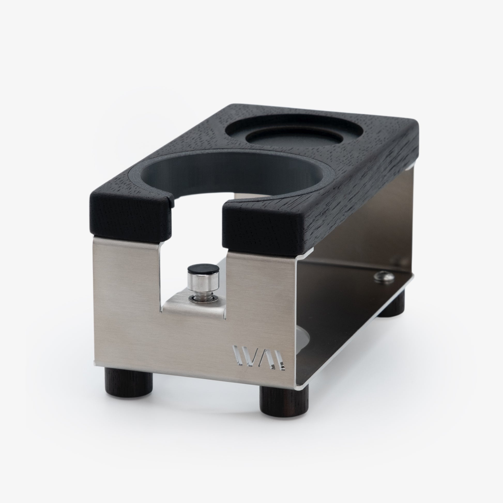 Tamperstation Lang aus Edelstahl mit Räuchereiche-Elementen