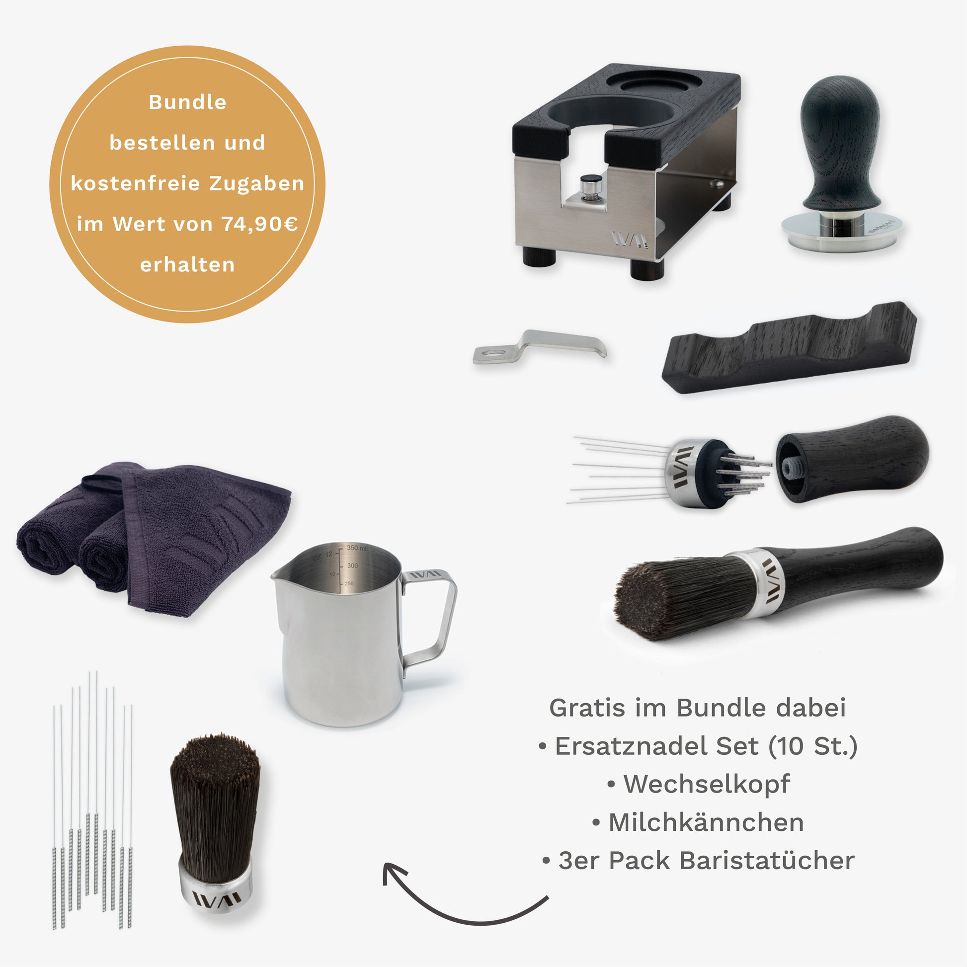 Tamperstation Edelstahl Super Bundle mit Räuchereiche-Elementen und Zubehör – Wiedemann Manufaktur