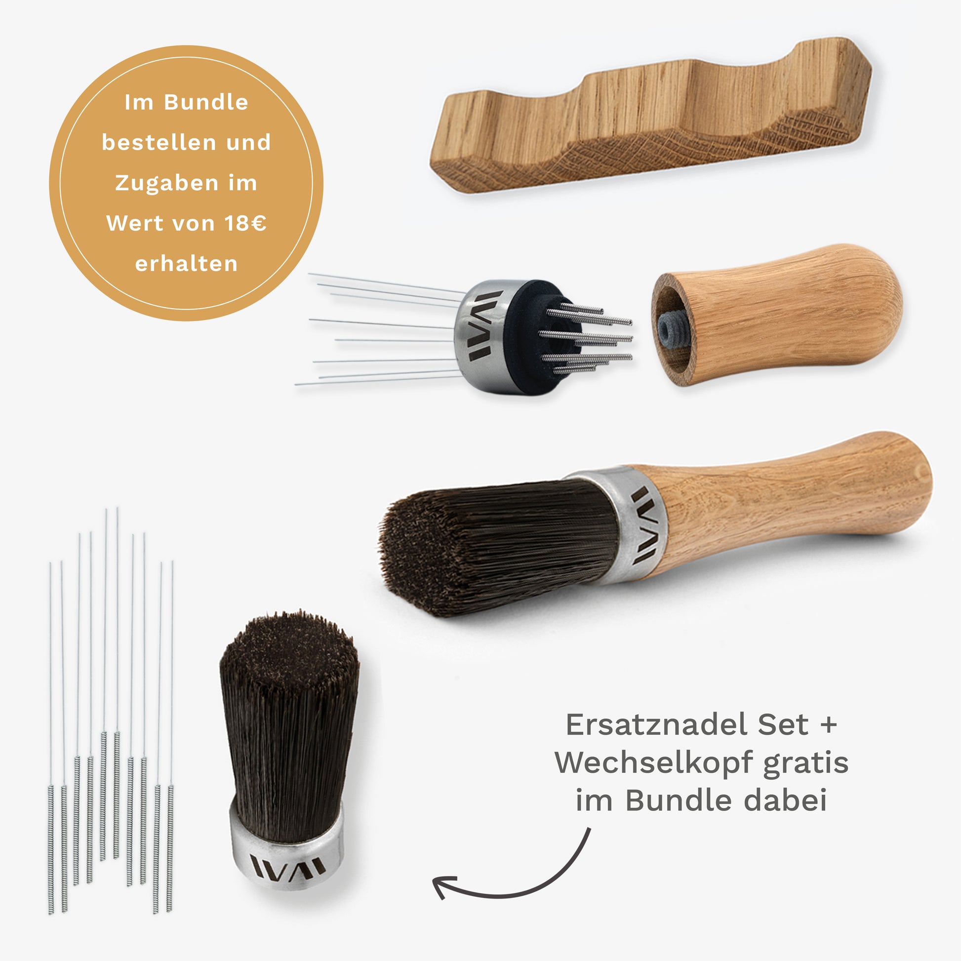 Werkzeughalter Bundle Eiche mit WDT-Tool, Reinigungspinsel und Zubehör – Wiedemann Manufaktur