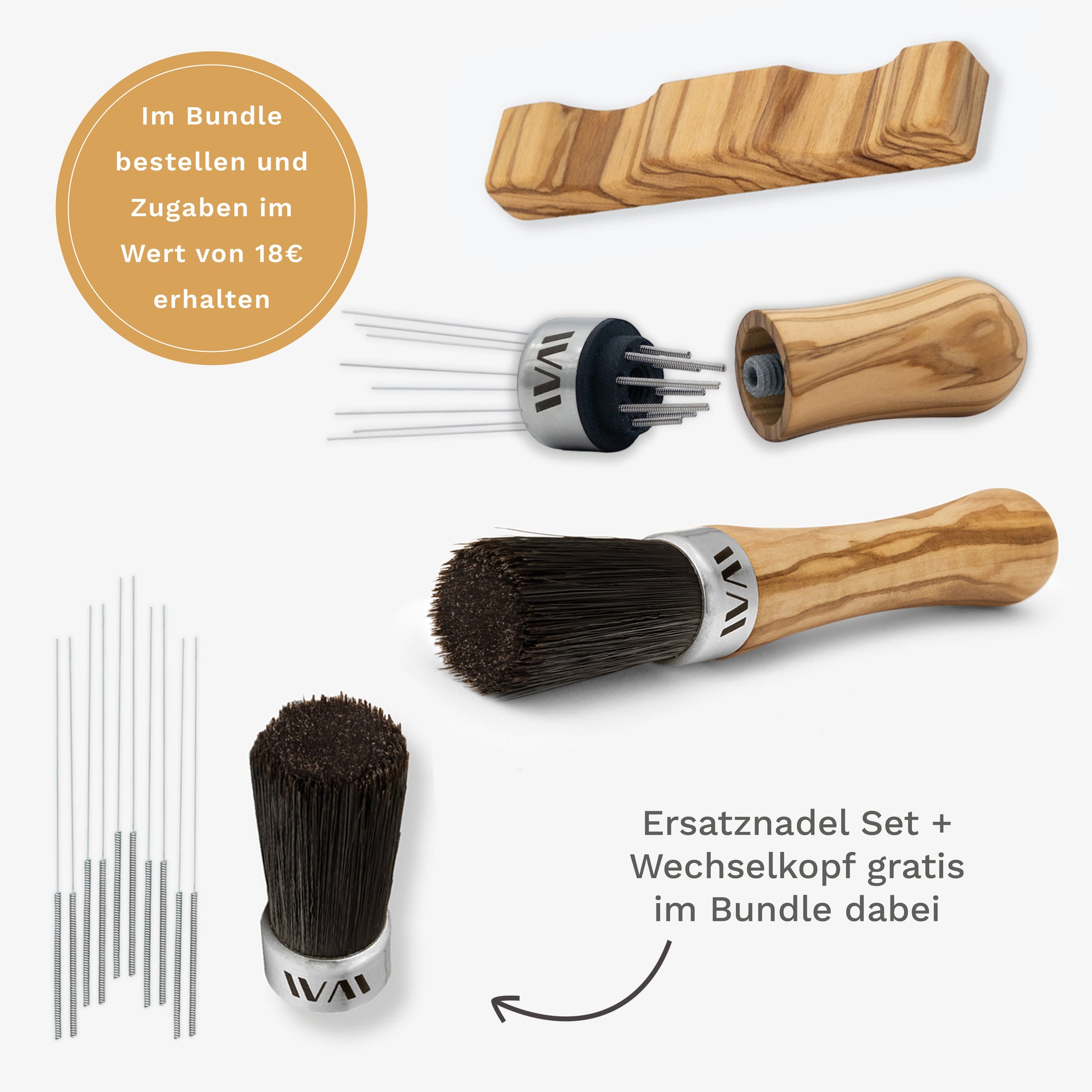 Werkzeughalter Bundle Olive mit WDT-Tool, Reinigungspinsel und Zubehör – Wiedemann Manufaktur